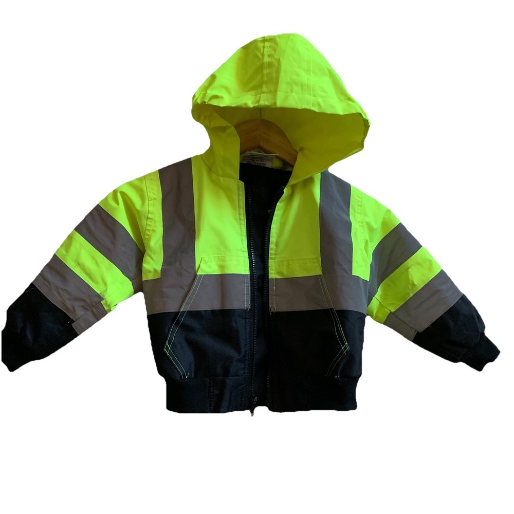 Kids  Hoodie Hi-Visibility Zip-Up Safety Jacket Size 2Y-3Y Boys‎ Or Girls